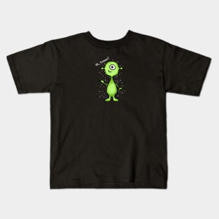 Hi, human! Cute green alien Kids T-Shirt